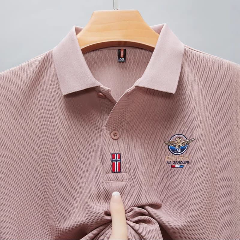 Summer Men's Short Sleeve Polo Shirt, High-End Embroidered Polo Top for Middle-Aged Men, Cross-Border E-Commerce