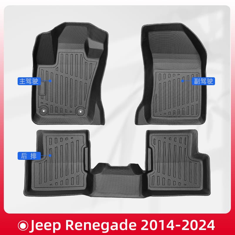 European version 3D all-weather TPE floor mats for Jeep Renegade 2014-2024