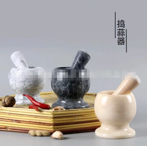 Marble Garlic Mortar and Pestle Kitchen Grinder Stone Mortar Garlic Press Home Use Traditional Garlic Masher Jar