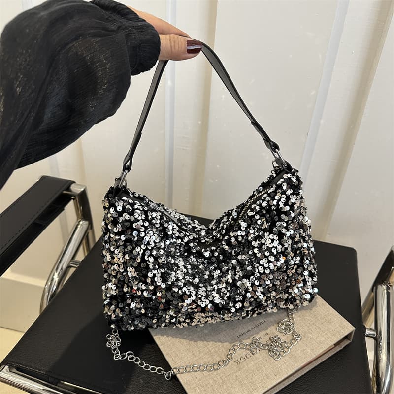 Sequin Fashion Korean Handbag 2024 Spring New Versatile Ins Chain Shoulder Messenger Bag Mobile Phone Bag for Women