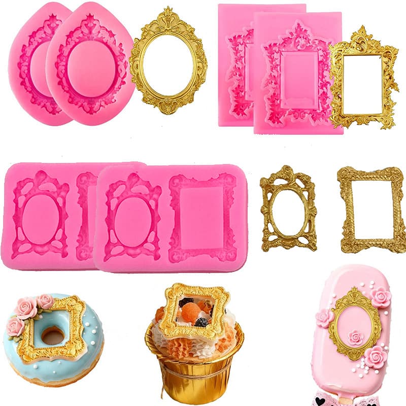 Vintage Photo Frame Silicone Mold Factory Direct, Handmade DIY Fondant Chocolate Decoration Easy Demolding Mold