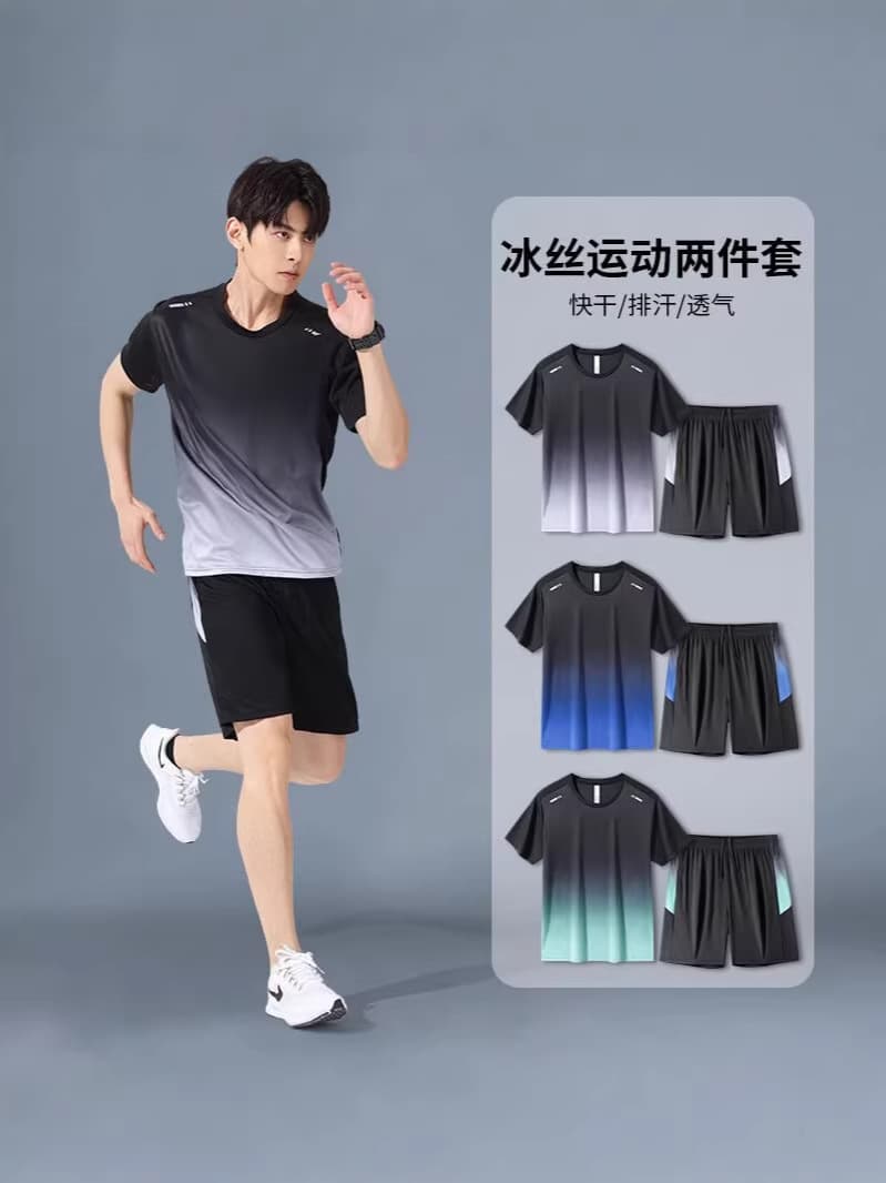 Factory Wholesale Sportswear Set Short Sleeve Summer Quick-Dry Breathable T-Shirt Running Basketball Training Gym Shorts