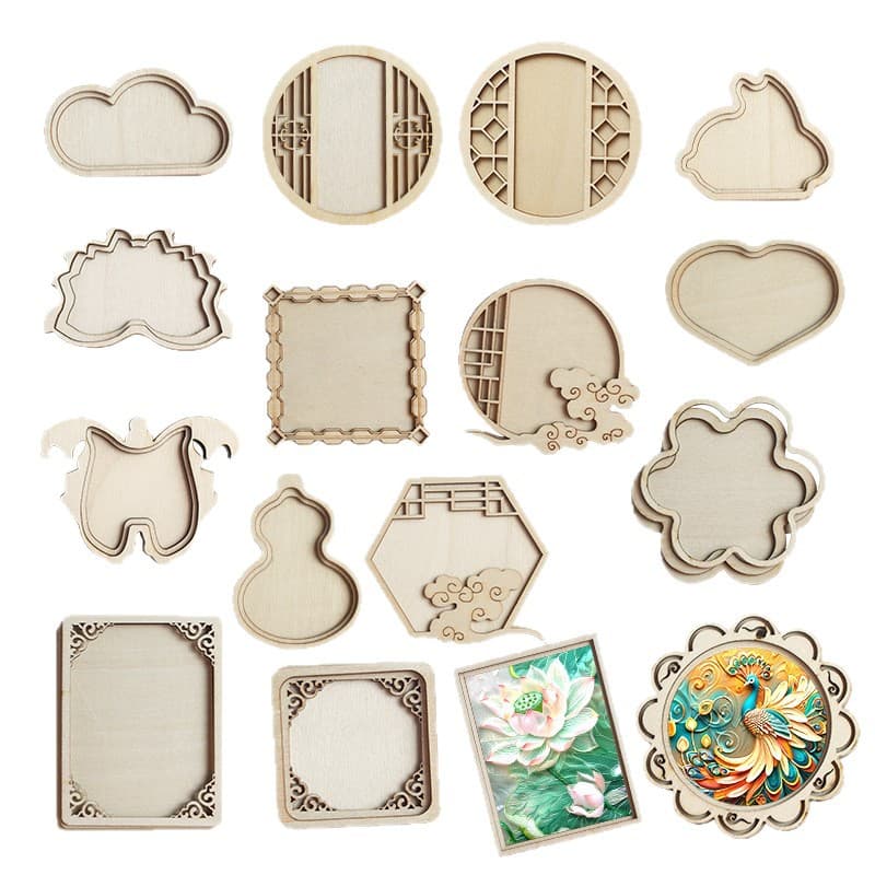 Crab Kingdom DIY Refrigerator Magnet, Dai Embroidery Mid-Autumn Festival Handmade Refrigerator Magnet Accessories, Round Wooden DIY Refrigerator Magnet Wood
