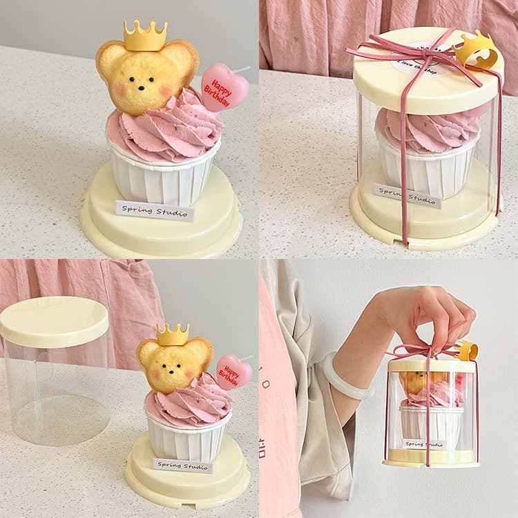 Children's Day mini cake packaging box 2-inch round paper cup madeleine bear cake dessert packaging box