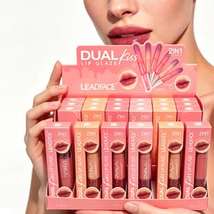 24-Piece Display Case Dual-Ended Lip Gloss, Matte Lip Mud, Clear Lip Oil, Lip Gloss Lipstick, Water-Gloss Mirror Finish Non-Stick Cup