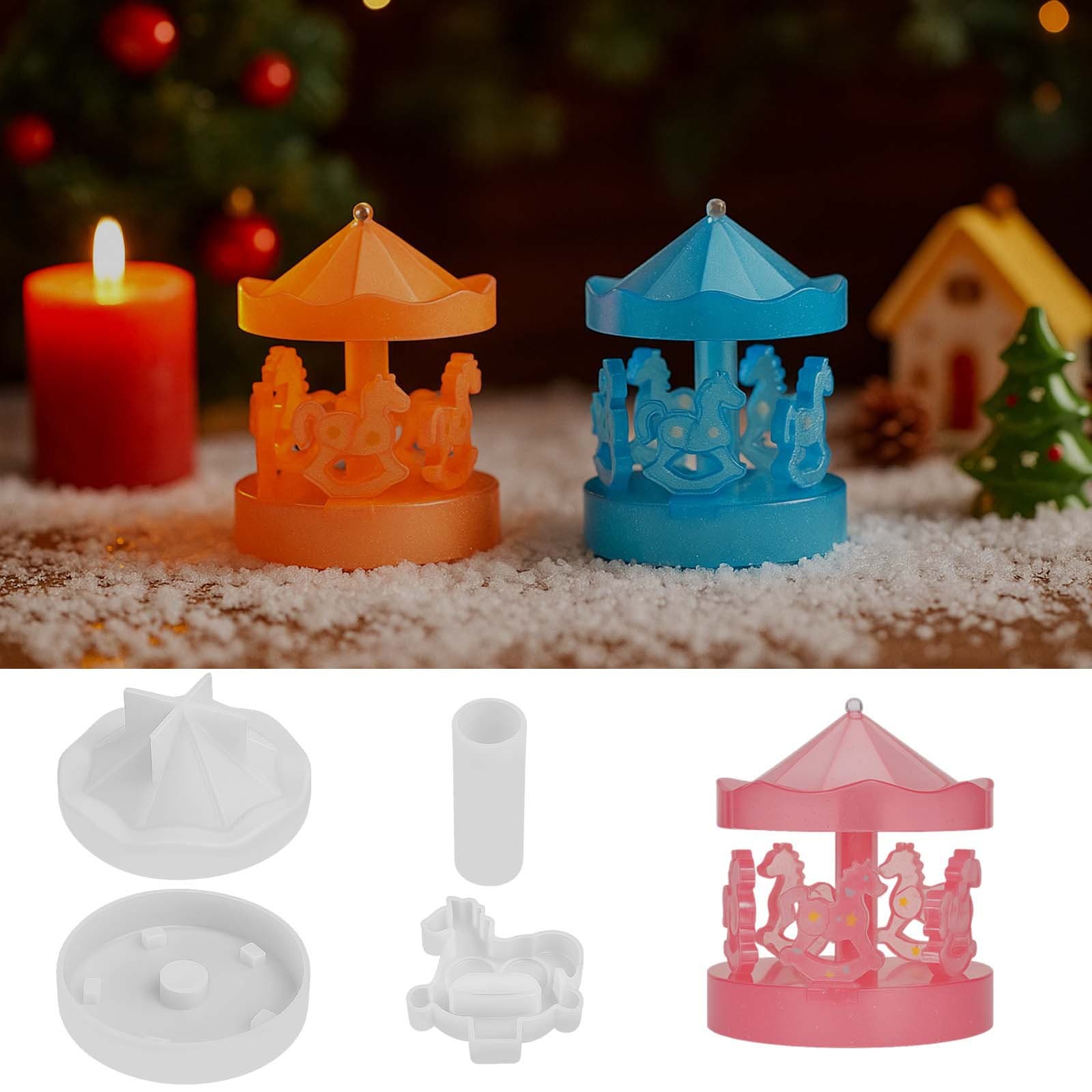 Pangyaya DIY Carousel Mold Decorative Ornament Epoxy Resin Mold Gypsum Silicone Mold Model