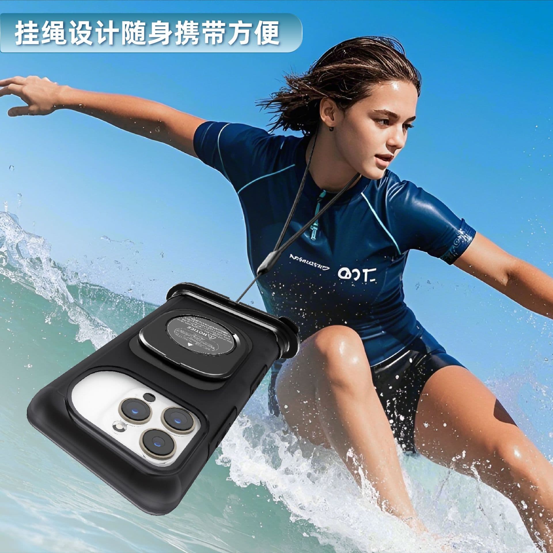 Self-Checking Waterproof Mobile Phone Case with Lanyard Suitable for Apple iPhone 16 Full Series Fully Enclosed Swimming and Rafting