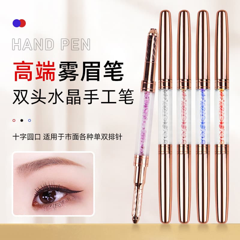 Factory Direct Double-Ended Crystal Tattoo Pen with Cap for Eyebrow Shading, Multi-Functional Tattoo Manual Pen Holder