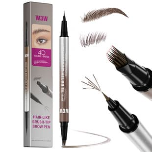 Amazon TK Bestseller W3W Dual-Ended Brush Head Eyebrow Pencil Waterproof Sweat-Proof Natural 4D Simulation 2in1 Liquid Eyebrow Pencil