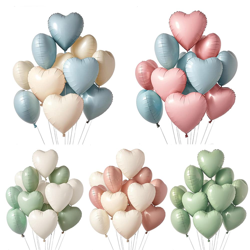 Cross-border Matte Heart Balloons for Baby Birthday Party Decoration, Atmosphere Photo Props, Wedding Decor, Confession Balloons