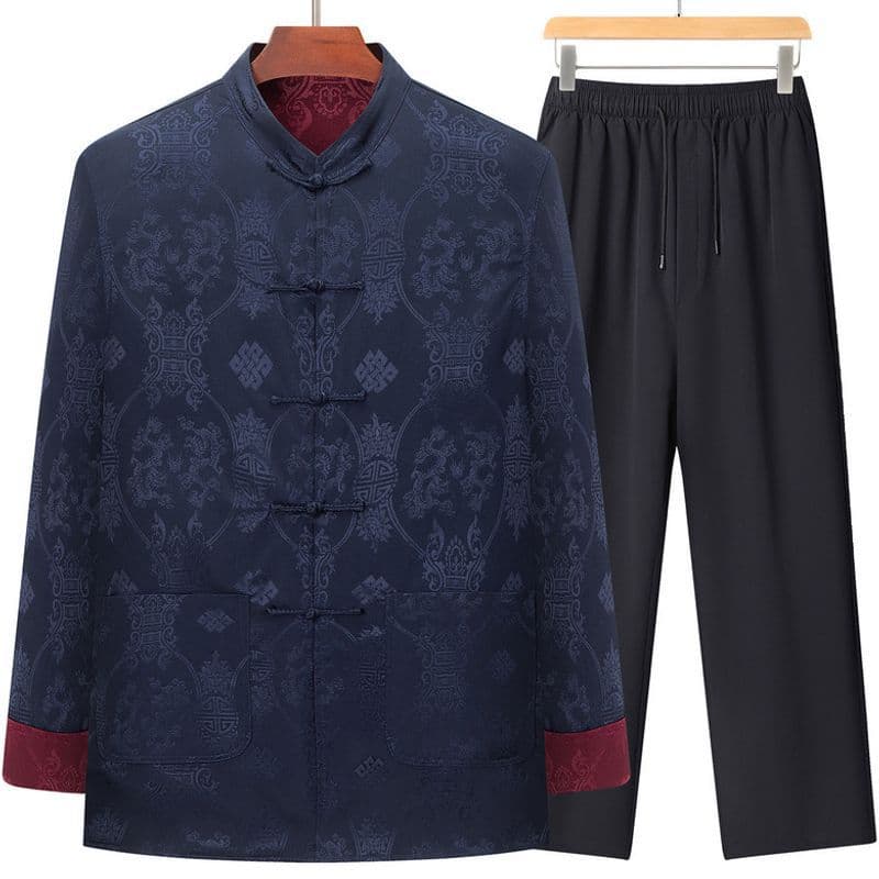 Tang Suit Middle-Aged and Elderly Men's Spring and Autumn Jacket 2025 New Chinese Style Dad's Zhongshan Suit Elderly Hanfu Set