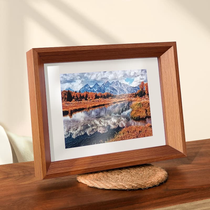 Creative Double-Sided Transparent Glass Wooden Picture Frame Vintage DIY No-Punching Required Rectangular Living Room Decor