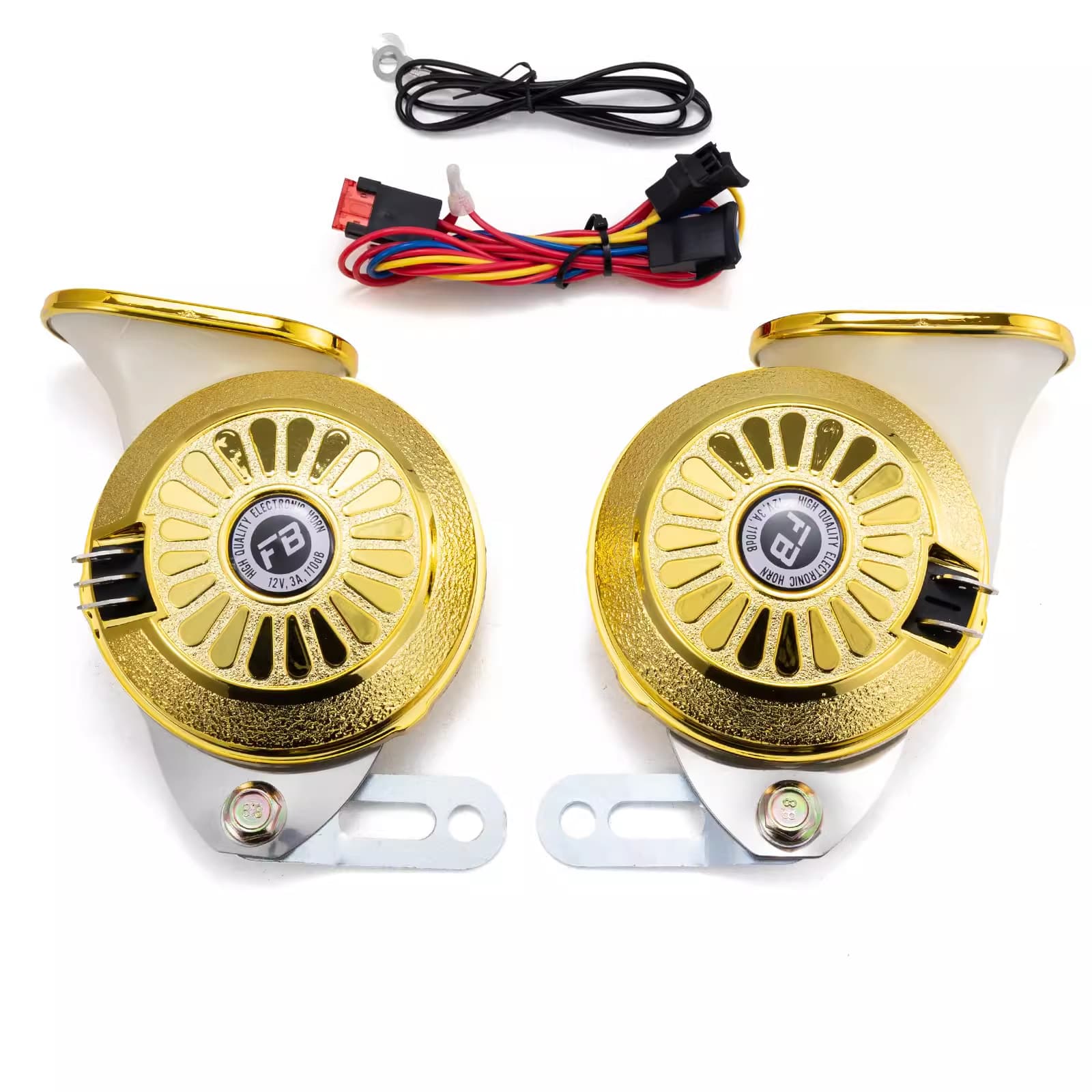 Fabian Electronics Super Loud Car Horn Multi-Tone 3-Tone Horn for Car Motorcycle Colorful Sound Three-Tone Snail Horn