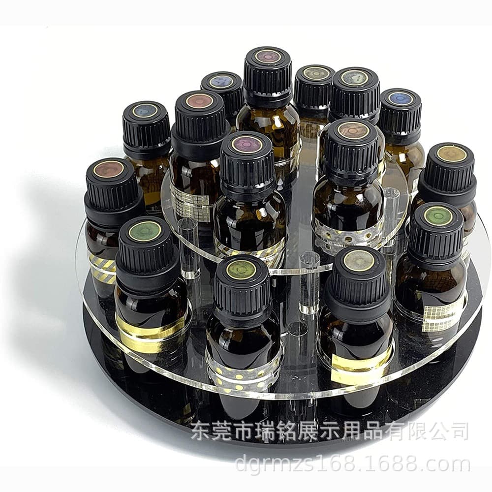 Customized Plexiglass 15-Hole Round Essential Oil Display Stand, Processing Acrylic Transparent E-Liquid Display Stand