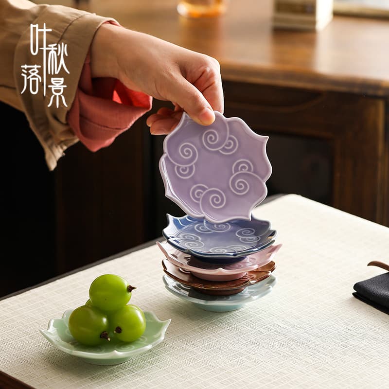 Chinese-style Ceramic Tea Plate, Snack Pastry Plate, Retro Exquisite Small Fruit Dish, Coffee Table Living Room Flavor Dish Dried Fruit Small Tray