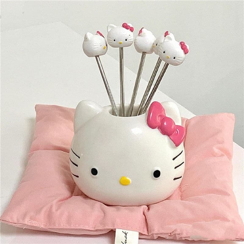 Ins Cartoon Home Creative Hello Kitty Stainless Steel Fruit Forks Internet Famous High-Aesthetic Cute Fruit Picks