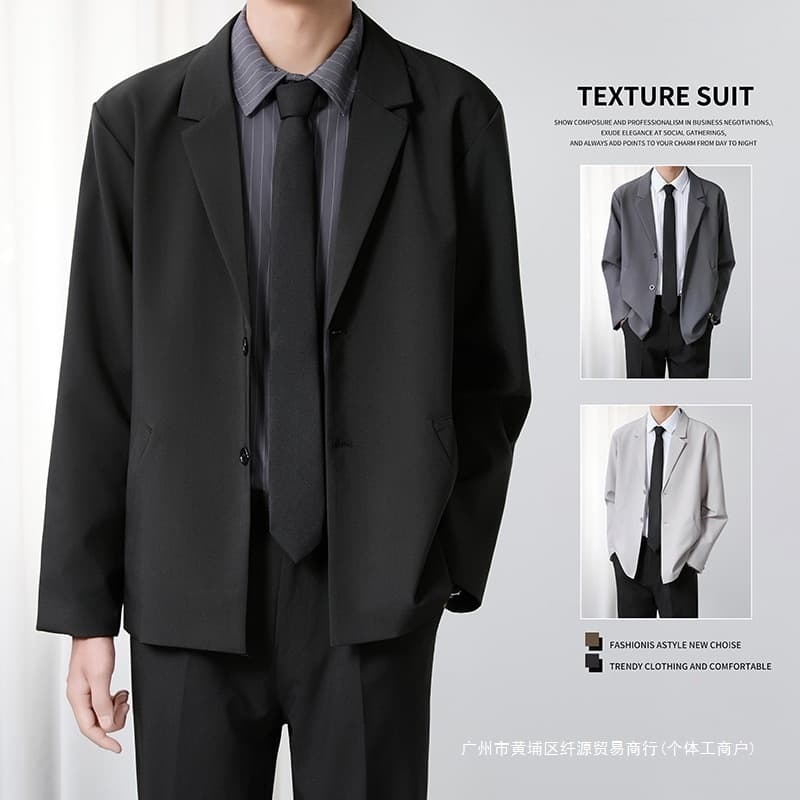 Mature Style Shoulder Pad Blazer for Men Slim Fit Single-Breasted Casual Business Formal Suit Jacket Autumn Winter