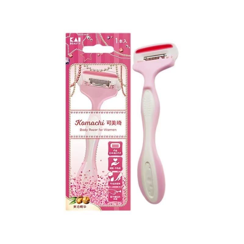 KAI Kemochi Women's 4-Blade Body Razor, Ladies' Hair Removal Razor