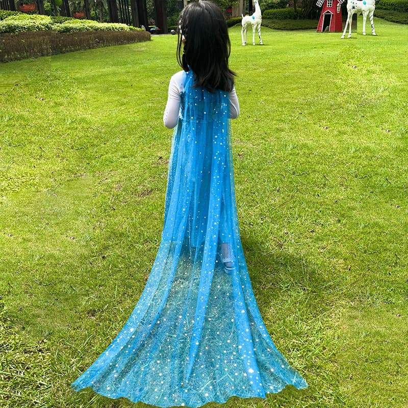 Girls Summer Thin Sunscreen Frozen Elsa Princess Cloak with Hood New Baby Outing Birthday Cloak