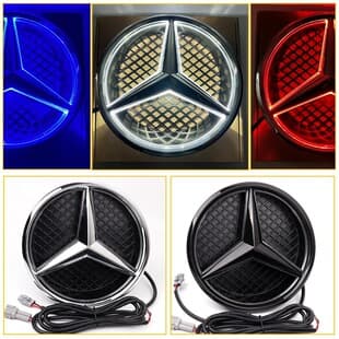 For Mercedes-Benz Glowing LED Grille Star Logo A B C E Class GLC ML Modification Solid Light-Up Original Car Emblem