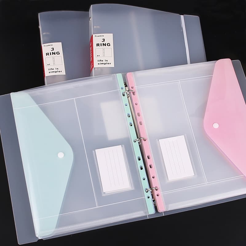 pp transparent 3-hole binder elastic band buckle test paper storage music score clip information page collection book file bag