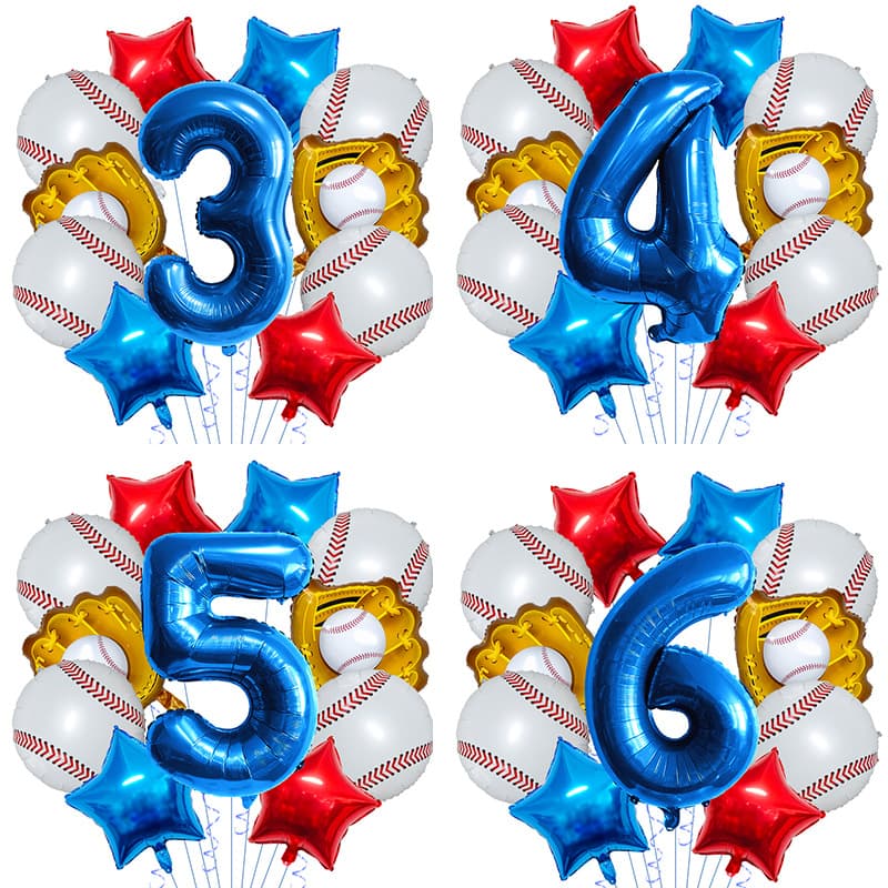 Baseball Glove Shaped Aluminum Foil Balloon Set Boy Sports Theme Birthday Party Background Decoration Balloon Combo