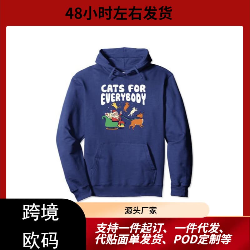 Northern Lights Cat Everyone Interesting Cat Christmas Santa Claus Deer Unisex Hooded Sweatshirt Black