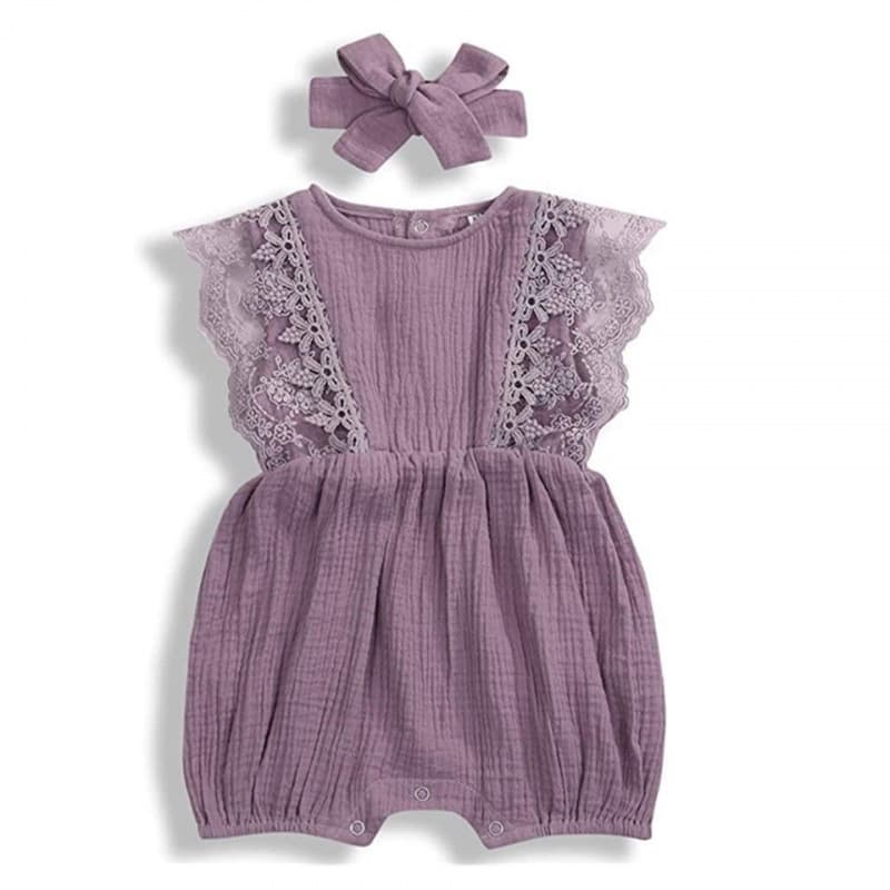 Baby Romper Newborn Baby Girl Cute Outwear Cotton Sleeveless with Lace Trim