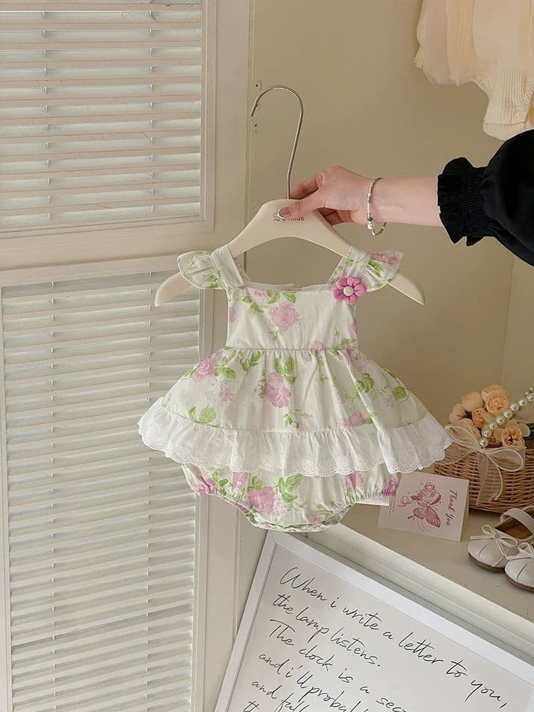 New fantasy flower girl dress~baby girl baby floral innocent unlimited summer dress going out pink