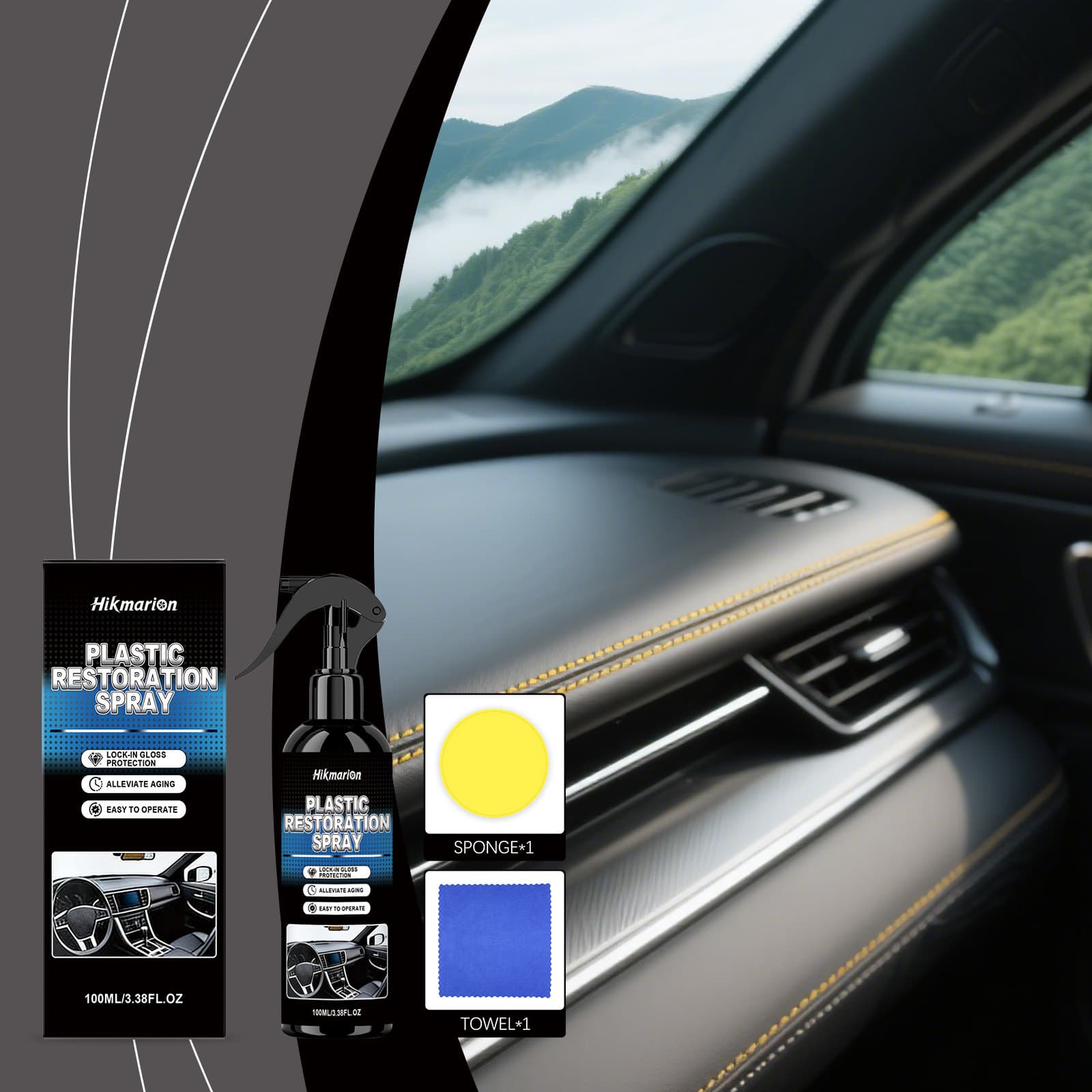 Hikmarion Car Plastic Cleaner Gentle Formula for Interior and Exterior Automotive Surfaces Removes Dirt and Dust