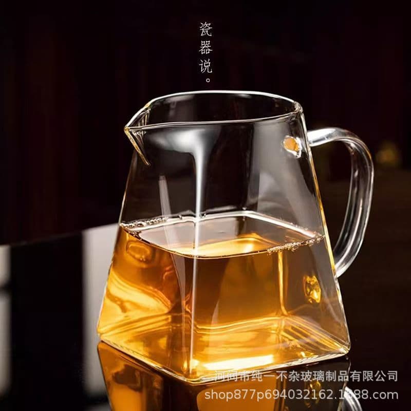 Sifang fair teapot with stainless steel cover, teapot with filter, household high-end teapot, high borosilicate glass fair cup