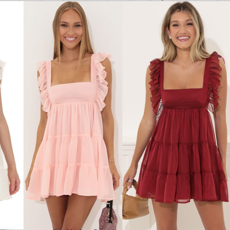 Amazon AliExpress independent station summer new square neck backless tie bow loose casual flutter sleeve dress