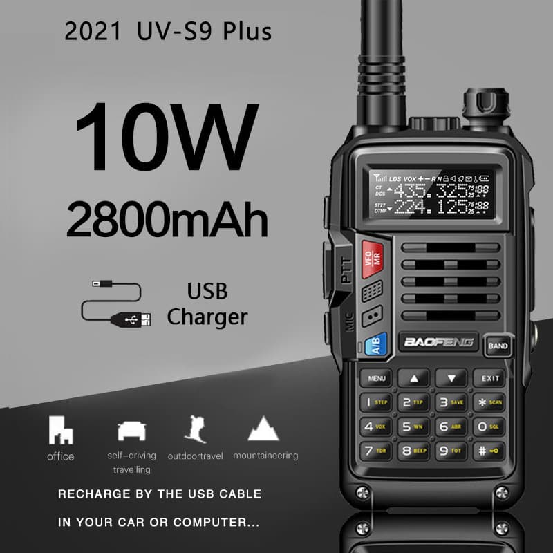 Baofeng UV-S9 Plus Civilian Walkie-Talkie UV Dual-Band High-Power Handheld Radio for Self-Driving Tours
