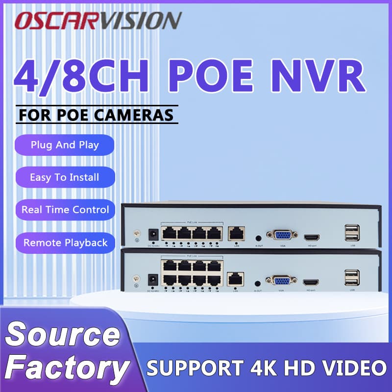 Cross-border POE Hard Drive Recorder, Dedicated All-in-One for High-Definition Network Cameras with Audio/Video Recording Surveillance Host