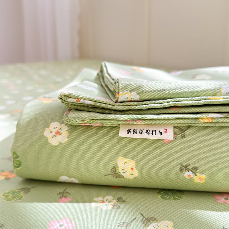 Thickened Pure Cotton Coarse Cloth Fitted Sheet, Anti-Slip Bed Sheet, Dust Cover, Full-Wrap Mattress Protector