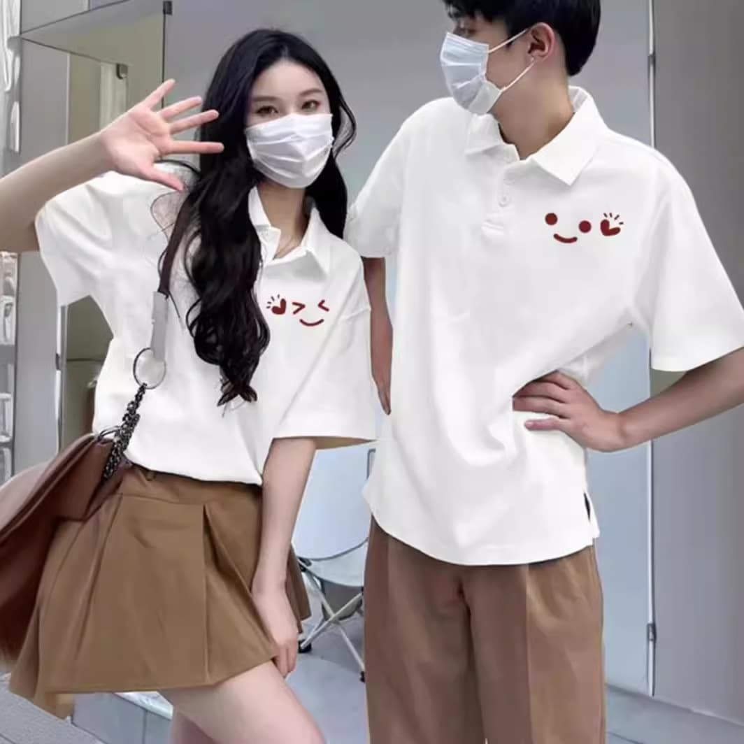Couple's short-sleeved T-shirt, summer 2024 new style, versatile, super popular pure cotton polo shirt top.