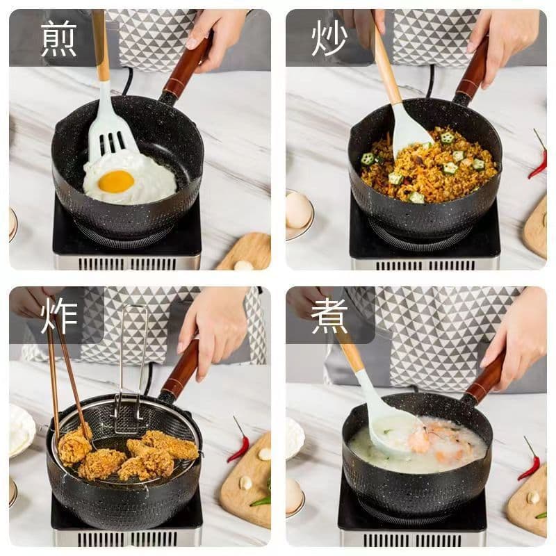 Japanese snow flat pot baby food supplement gas stove universal non-stick pot dormitory instant noodles medical rice stone milk pot