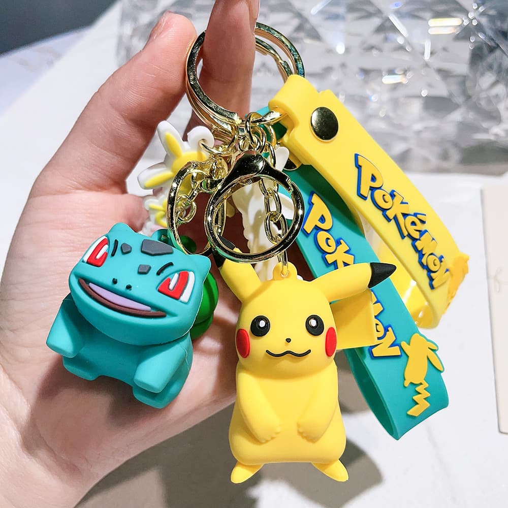 Pokemon Pikachu Keychain Cartoon Cute Figure Car Keychain Bag Charm Small Gift Wholesale