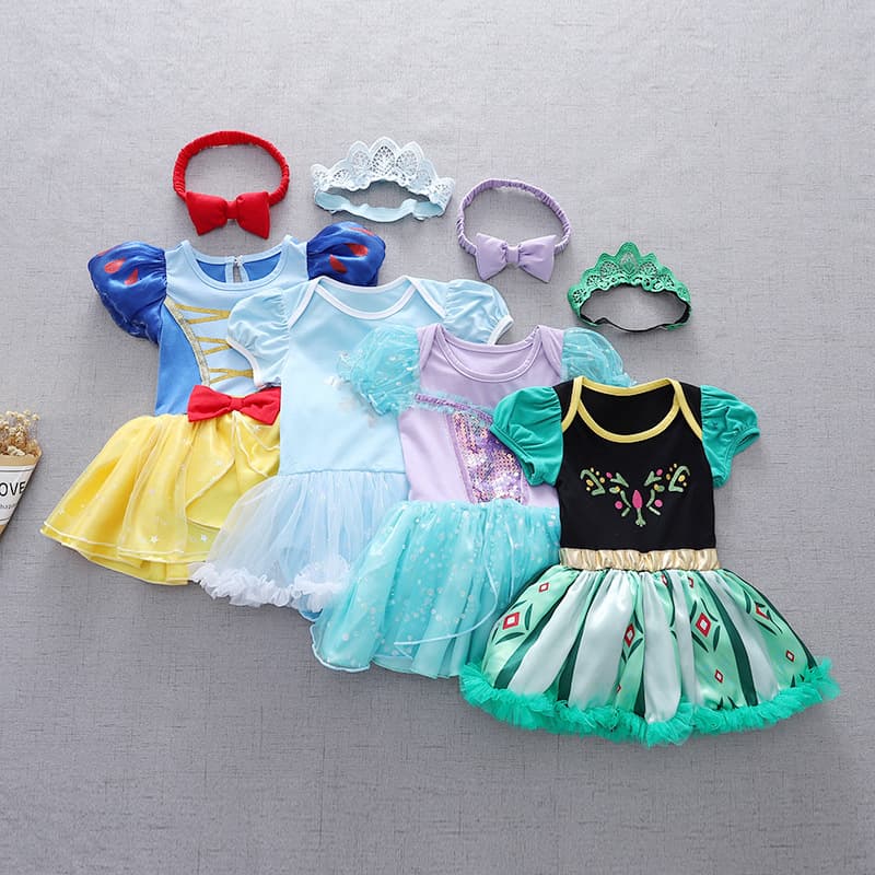 Baby Clothes Ins Style Romper for Girls, Newborn 1-Month 1-Year Princess Dress, Baby Bodysuit with Wrap Design