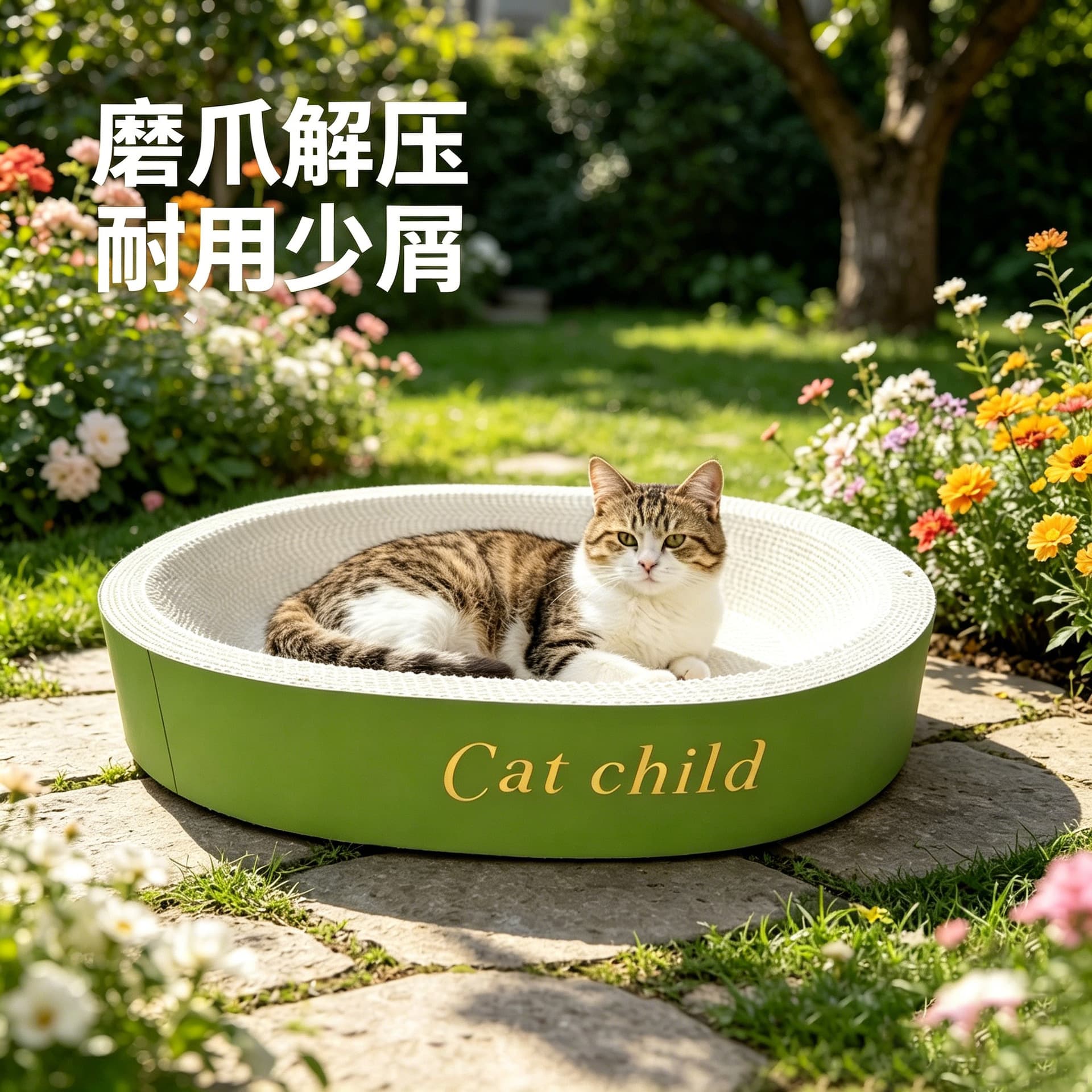 Large Cat Scratching Board with Integrated Cat Bed, Durable and Scratch-Resistant, Thickened White Corrugated Paper Cat Toy, Cat Villa