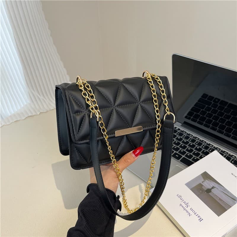 Cross-border rhombus solid color chain small square bag 2025 new trendy fashion shoulder bag simple crossbody bag women's bag
