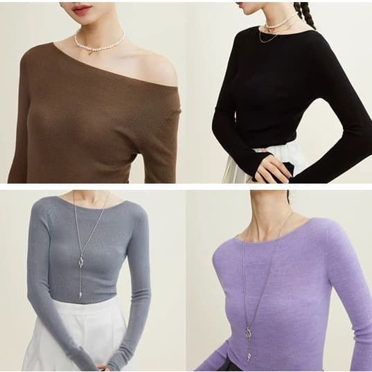 Wang Fei! 15.5 Micron Super160s Gold Wool Island Essence 18-Pin Seamless Bottoming Shirt Inner Sweater for Women