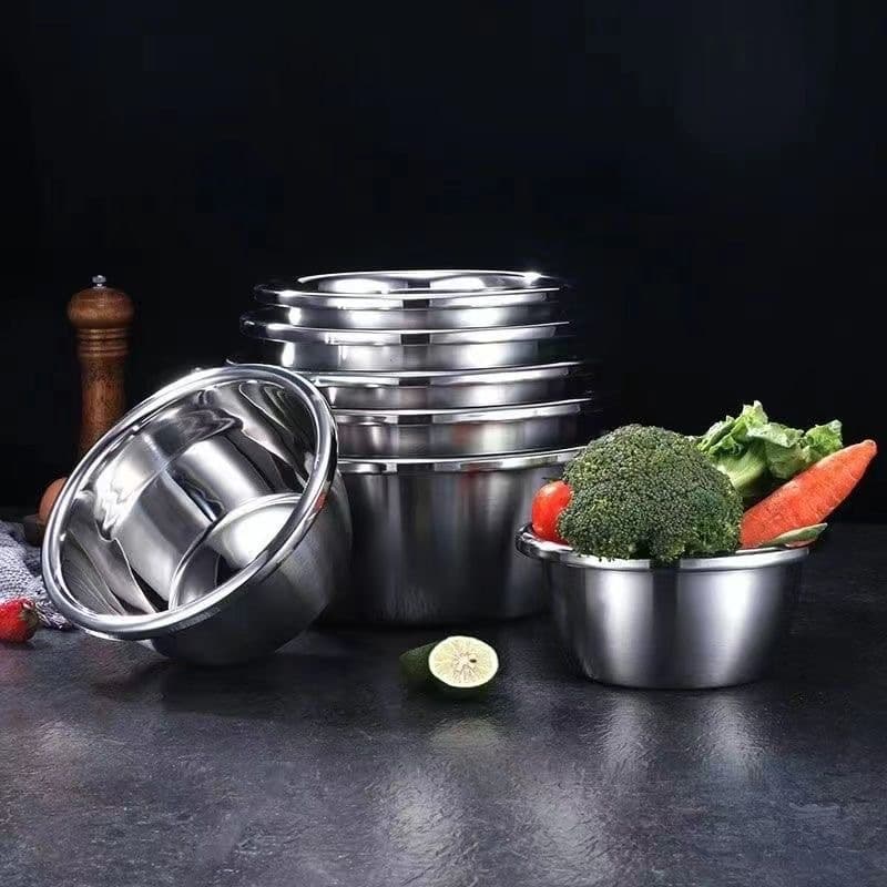 Stainless Steel Large Cooking Bowl for Food Use, Salad, Baking, Dough Mixing, Cream Whipping, and Egg Beating