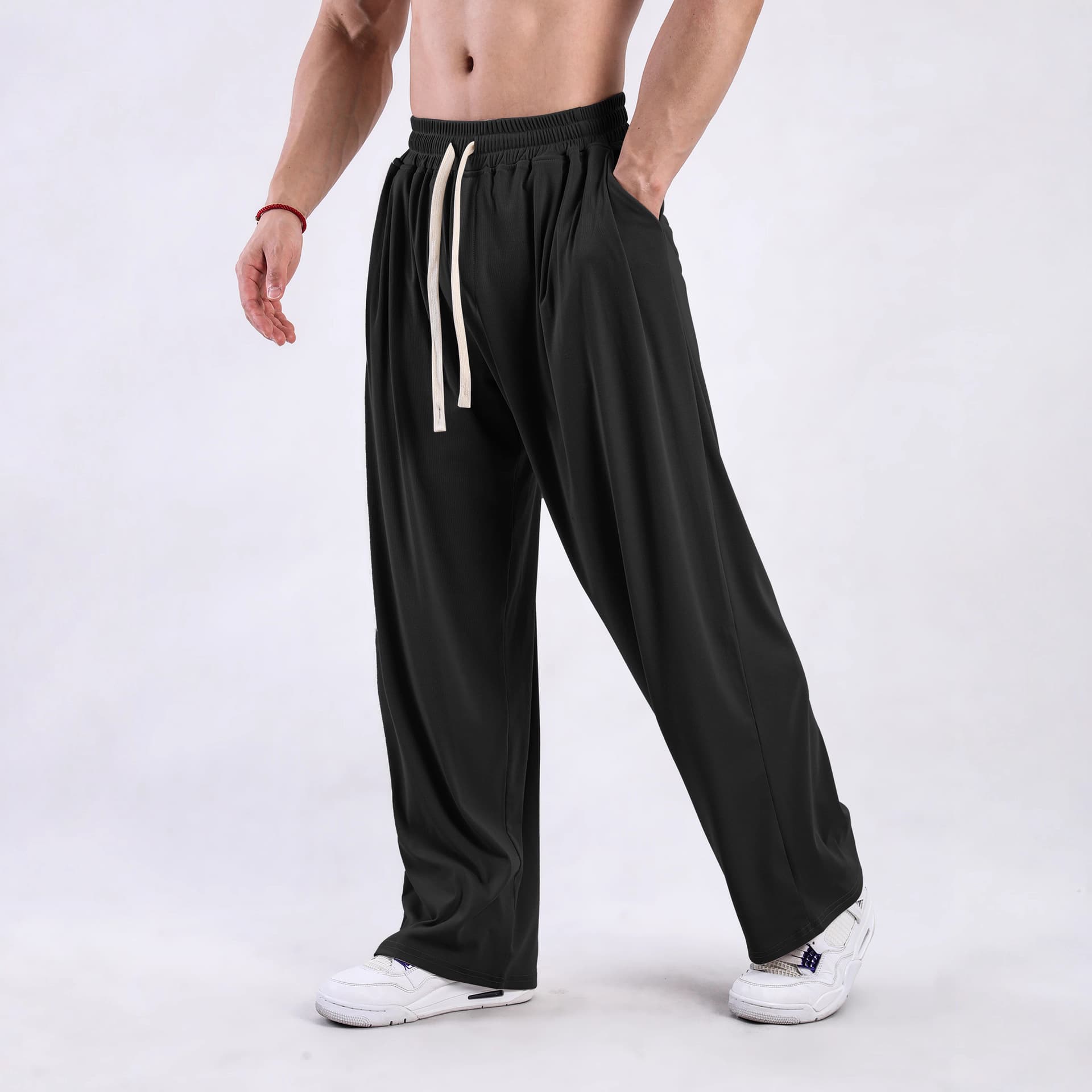 Ice-Feel Straight-Leg Pants Spring and Summer New Versatile Loose Sports Sweatpants Men's American High Street Drape Casual Wide-Leg Long Pants