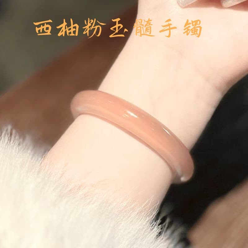 Grapefruit powder natural high ice lotus root powder chalcedony bracelet for women light pink agate bracelet jade bracelet manufacturer wholesale