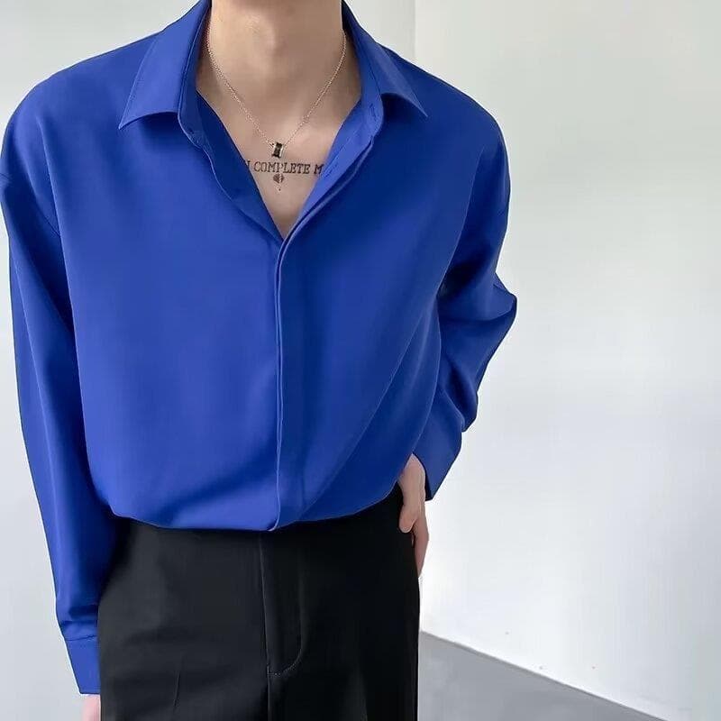 Men's White Long-Sleeve Shirt with Drape, Summer Cool-Tone Premium Casual Blazer, Mature and Steady Style