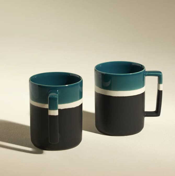 Creative contrasting line ceramic tableware, simple household ceramic rice bowl, milk coffee cup, handy cup gift set