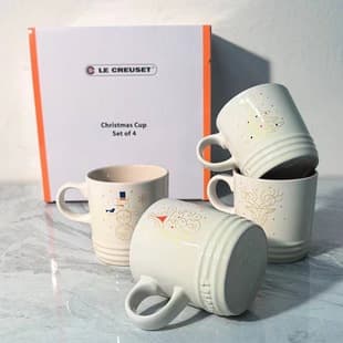 French Cool Color Series LE Christmas Mug 4-Piece Set Underglaze Ceramic Drinking Cup Milk Cup Coffee Cup