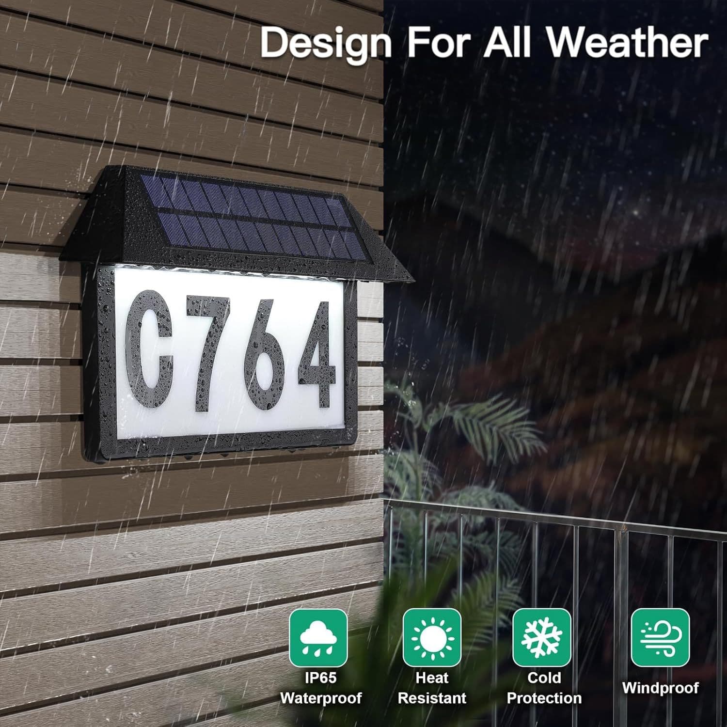 Solar Digital House Number Light Outdoor Wall Lamp Number Plate LED Light Control Villa Decorative Address Indicator Light