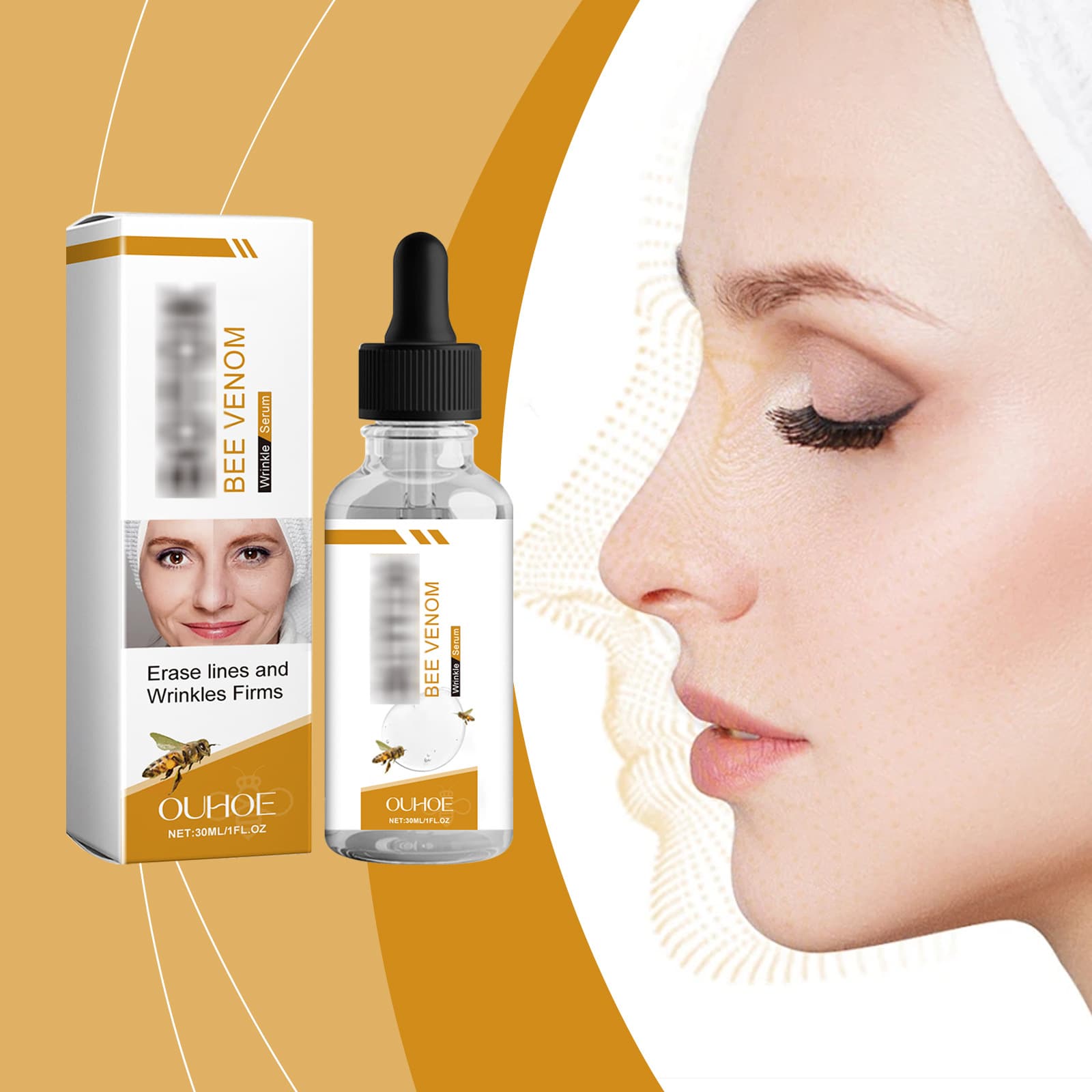OUHOE Bee Venom Replenishing Essence Softens, moisturizes, locks in moisture, clears, rejuvenates and nourishes the essence